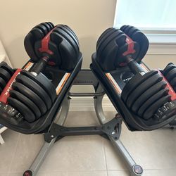 Used: Pair  of Bowflex SelectTech 552 Adjustable Dumbbells (with  stand)