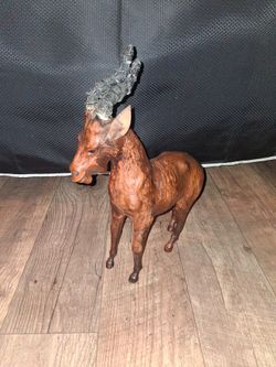 Leather Wrapped Deer Figurine Statue