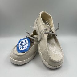 NEW Hey Dude iridescent Wendy Floral Lace Women’s 10 Ivory Loafers Slip on Shoes NWT