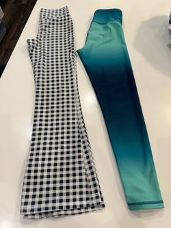 Old Navy Girls Ombre Teal-to-Blue and Plaid Leggings size Large