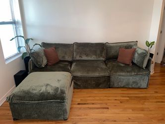 Green Sofa w/ Ottoman
