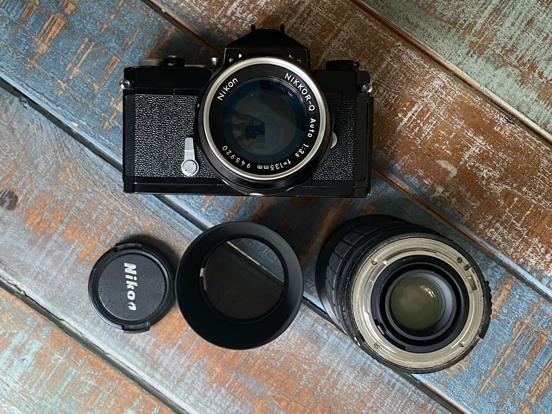 Nikon Nikormat vintage camera and two lenses