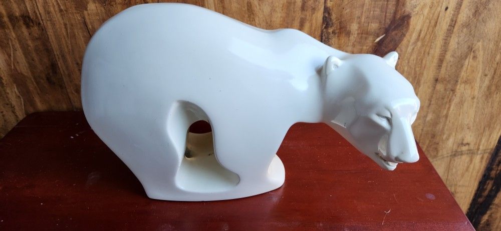 Vintage C. Schultz 1980 Modernist White Polar Bear Sculpture