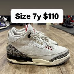 Jordan Retro 3s White Cement Nike Air Size 7y