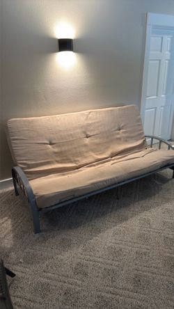 Grey Futon frame and cushion mattress