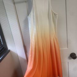 Calvin Klein White And Orange Dress