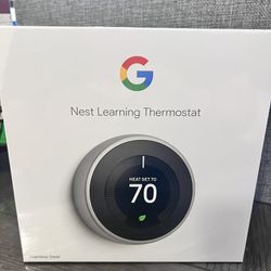 SEALED Google Nest 3rd Generation Learning Thermostat T3007ES Stainless Steel