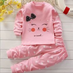 Premium Organic Cotton Kids Pajama Set - "So Sweet" Kitten Edition