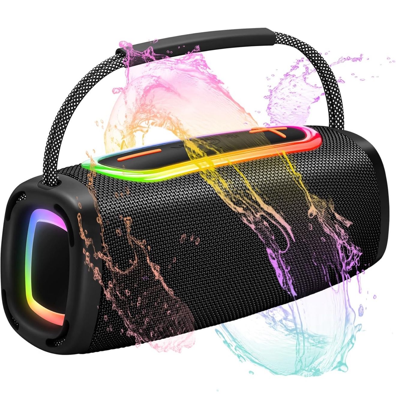 Portable Bluetooth Speaker, 2.66-inch Speaker Diameter, 24W Strong Bass and Clear Treble, BT5.3, IP6 Waterproof Wireless Pairing Speakers with RGB Rhy