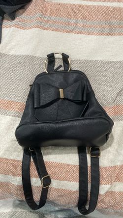 Black Mini Backpack With Bow