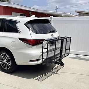 (New in box) $125 Folding Cargo Rack Carrier 60x25 Inches Fold Up Basket 2” Hitch Receiver, 500lbs Max