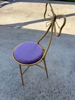 Purple velvet cushion vanity chair