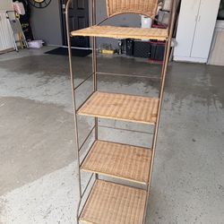 Wicker & Iron Shelf – Rustic / Boho Storage Piece
