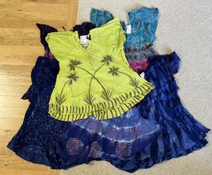 Spring/ Summer Womens Tie-dye Embroidered Rayon Tops - 13 Sample Pieces.