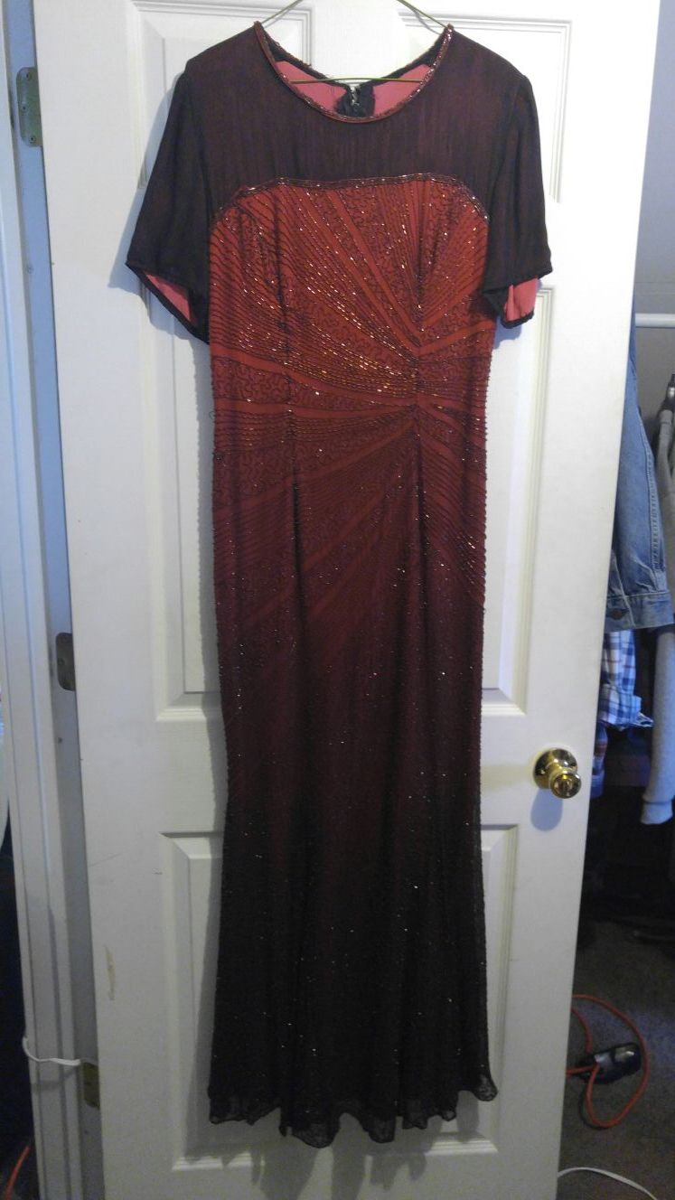 Red beaded dress mermaid fit