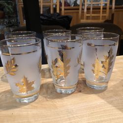 Mid Century Libbey Golden Foliage Tumblers