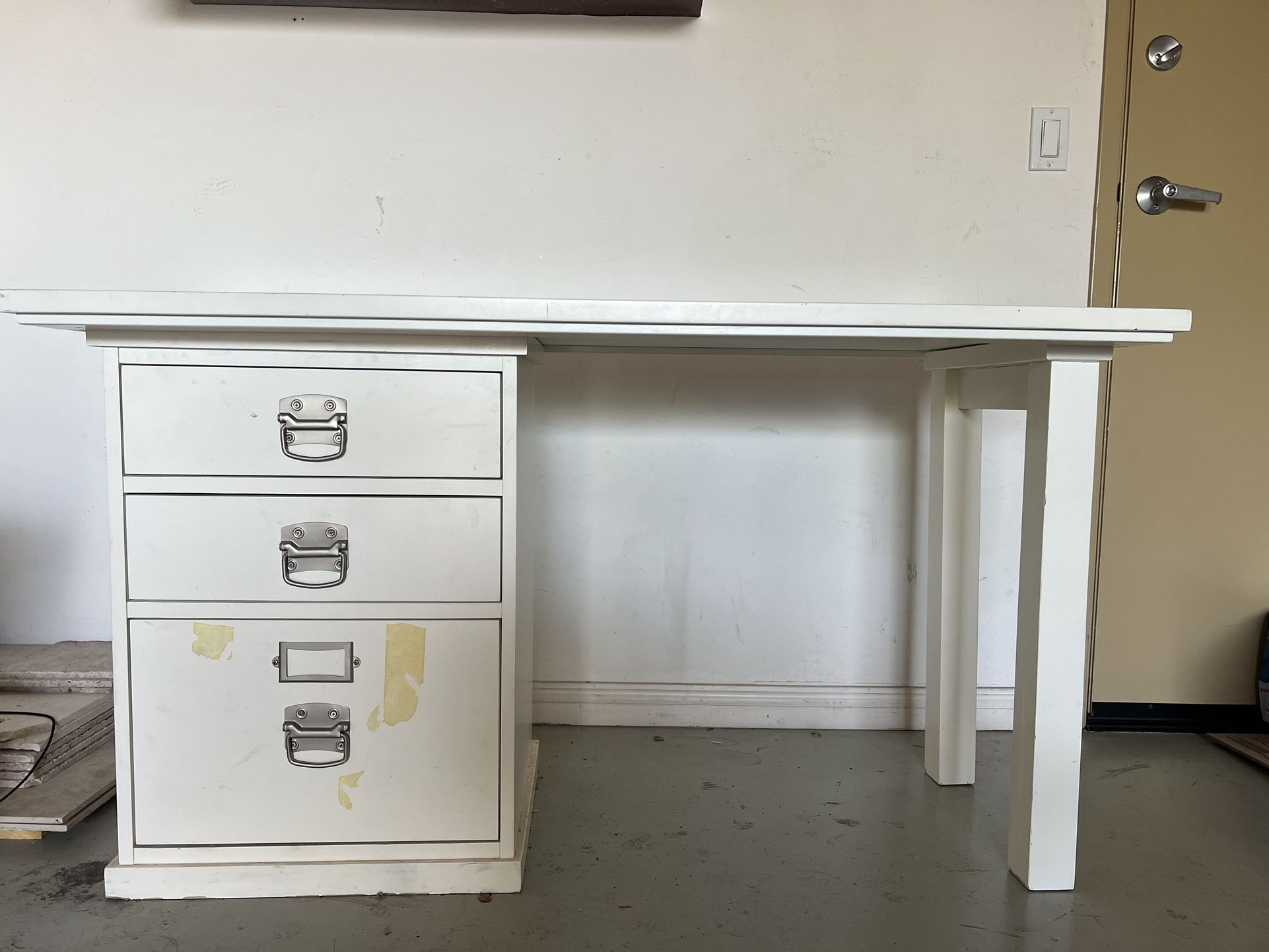 Pottery Barn Bedford White Three-Drawer Desk