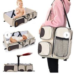 Color Blue Foldable 3-in-1 Tote Bag Baby Bed Changing