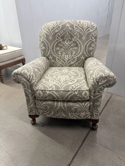 Antique Upholstered Accent Armchair with Damask Pattern