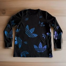 adidas originals Zeno LS Tee Logo Full Print Long Sleeves Black  Medium