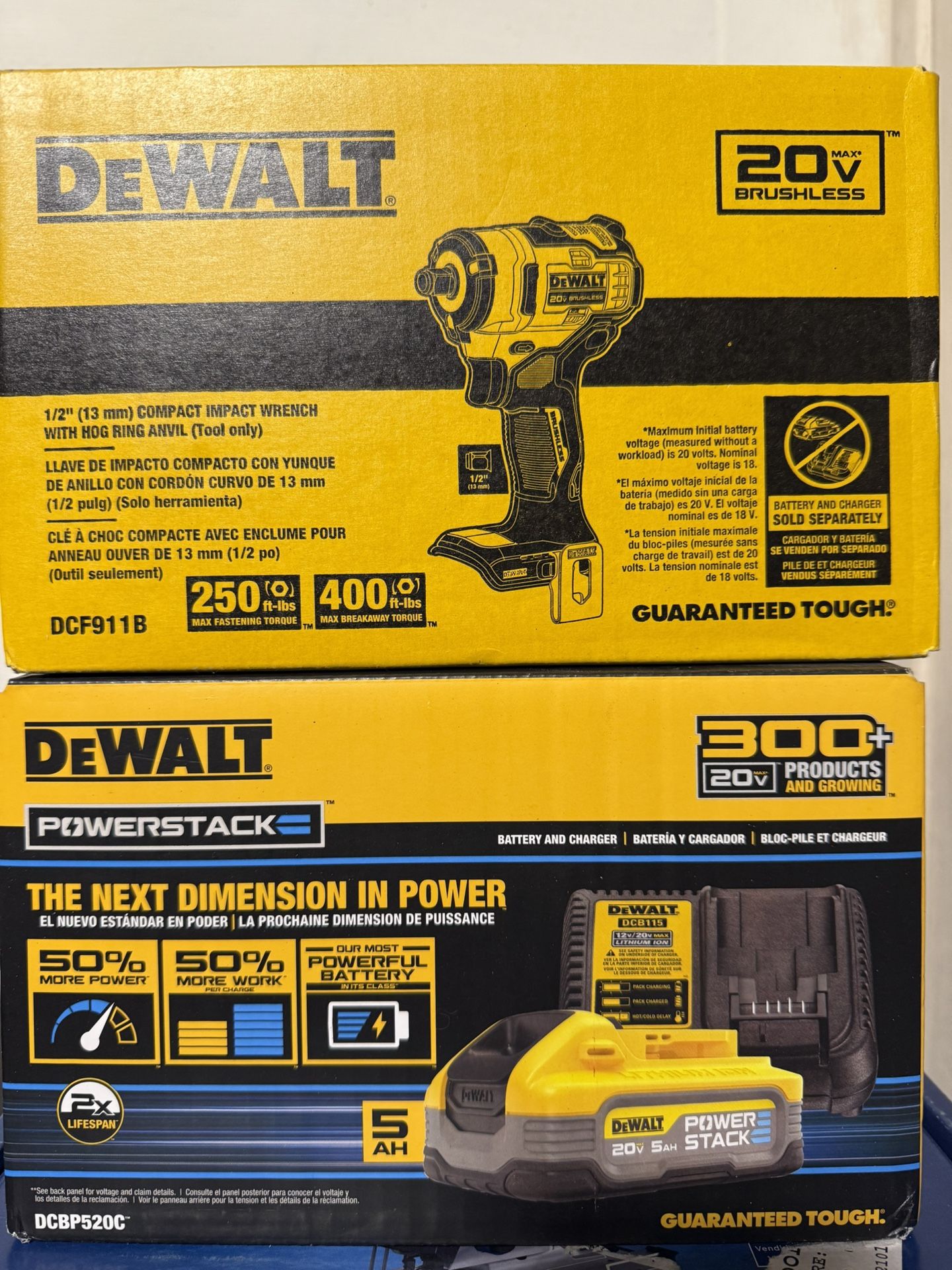 DeWalt 20v Max 1/2  In Square Drive Cordless Impact Wrench
