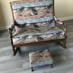 Double Rocking Chair And Footstool 