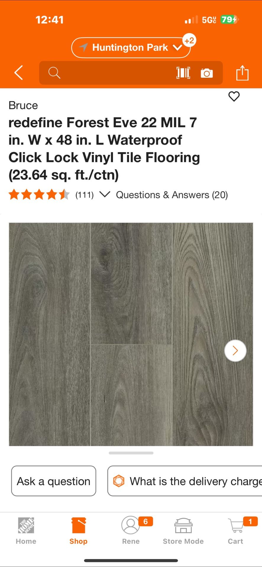 Bruce redefine Forest Eve 22 MIL 7 in. W x 48 in. L Waterp