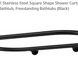 Sikaigi Oval Stainless Steel Square Shape Shower Curtain Rod for Claw Foot Bathtub, Freestanding Bathtubs (Black)