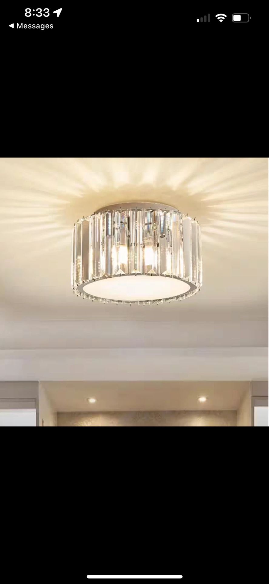Sefinn Four 9 in. 4-Light Crystal Semi Flush Mount Chandelier D220