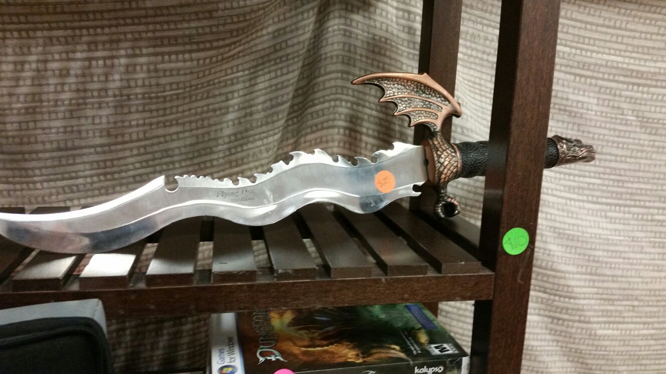 Flying Dragon Dagger 22" Stainless Steel Blade Sword w/ Black Handle Pakistan in Collectibles, Knives, Swords ...