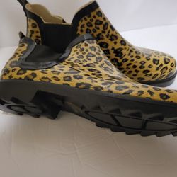 Women Animal Print/Cheetah Rubber Rain Boots/Shoes, size 7-8