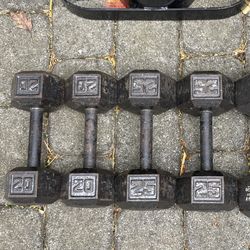 Set Of Steel Hex Dumbbells