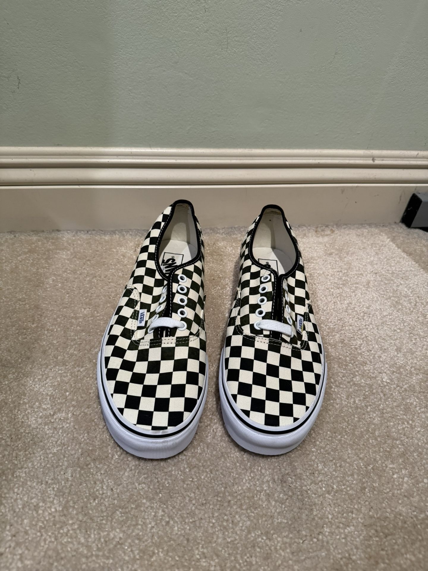 Vans Tan and Black Checkered Shoes