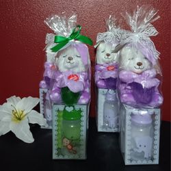 Purple baby bottle gift set