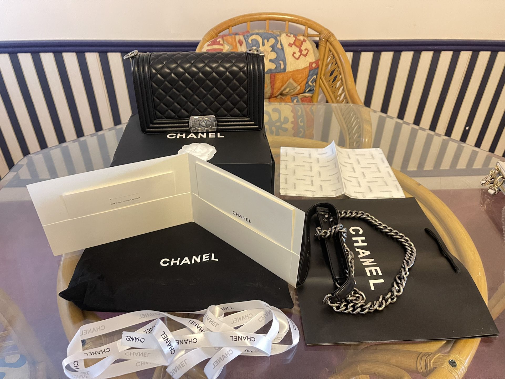 Chanel Boy Flap Bag Quilted Caviar New Medium Black