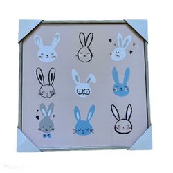 Easter bunny picture 16 x 16 funny little bunnies glasses bow tie hearts