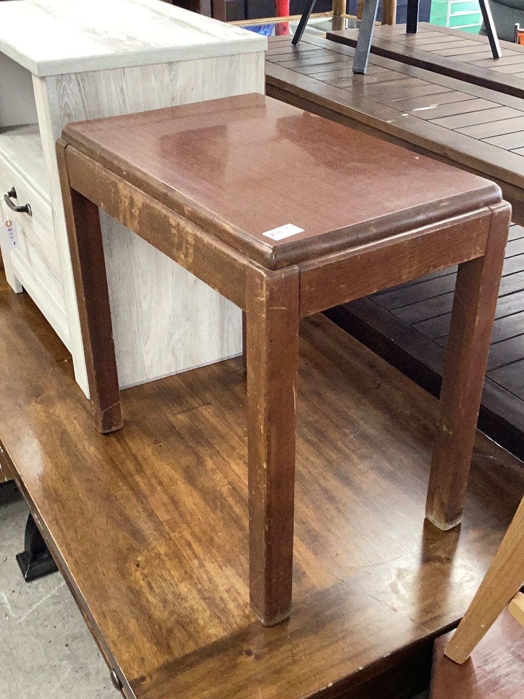 Solid Wood Side End Table (Needs Refinishing)