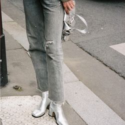 Silver Ankle Boots