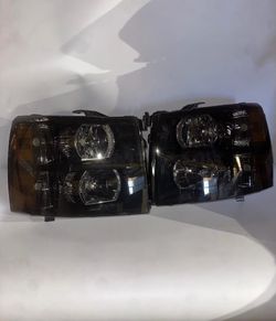 2007-2013 Chevy Silverado 1500 Factory Style Smoked Headlights/Faros