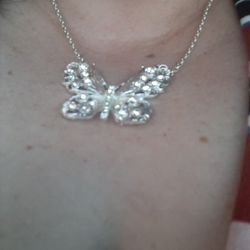 Beautiful Silver Butterfly Necklace