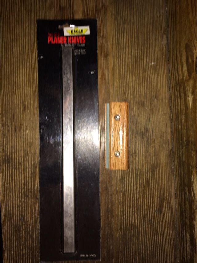 Pair Of New 12” Wood Planer Blades And New Blade Sharpener (2 Blades In The Package)