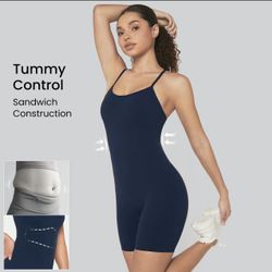 8” feather fit sport romper for women,L Size, Navy Blue Color 