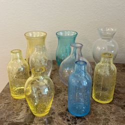 A Lot Of 9- Glass Candle Holders Small 5” Tall 
