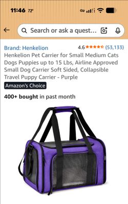 Henkelion Pet Carrier for Small Medium Cats Dogs Puppies up to 15 Lbs
