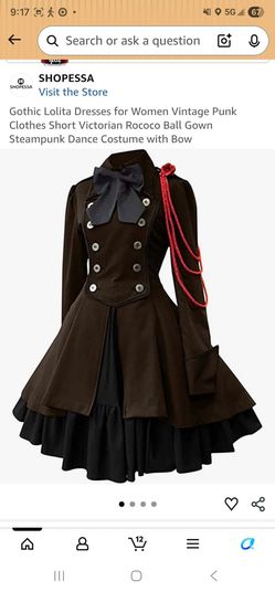 Gothic Lolita Steampunk Mini Dress with Bow Cosplay Costume size Small