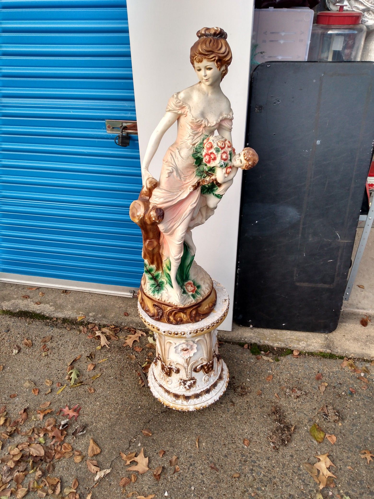 Majolica-56" Lady Statue on base