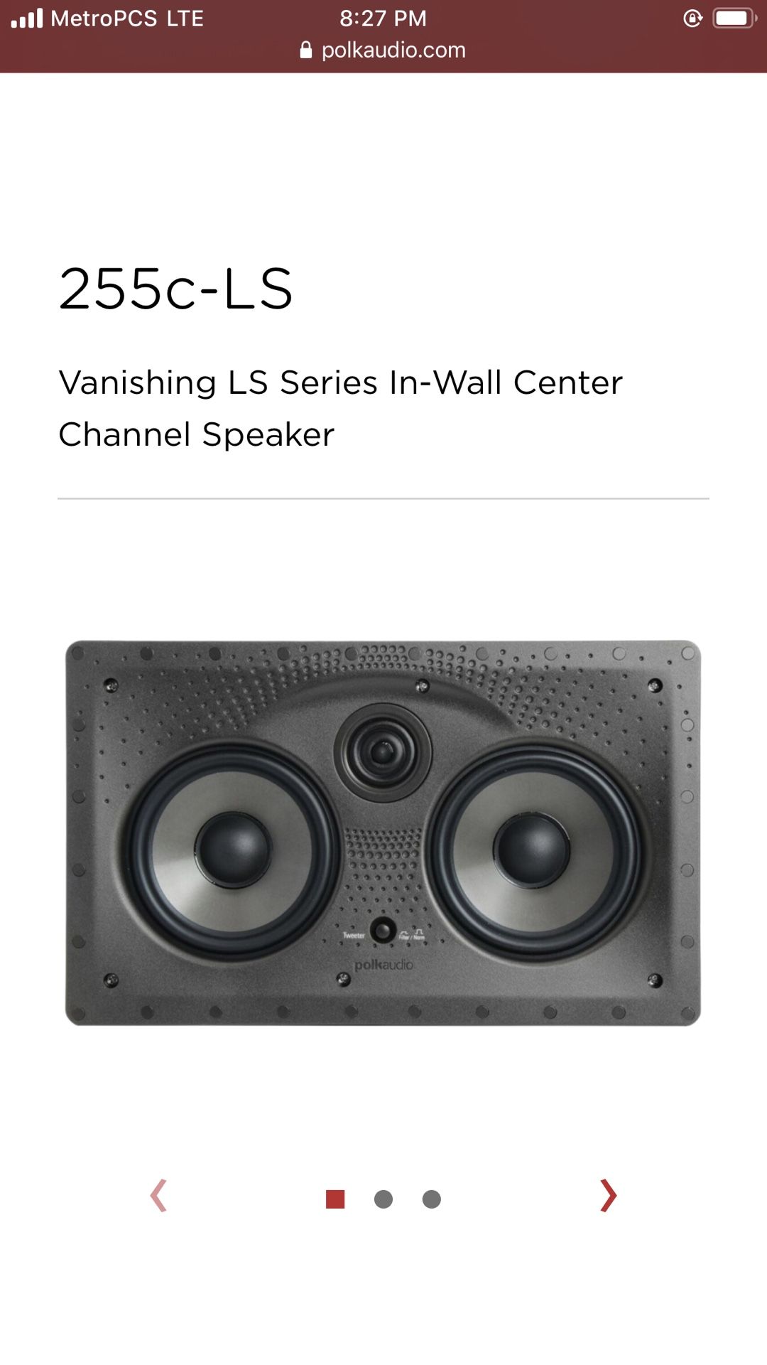 POLK AUDIO 255C-LS VANISHING IN WALL CENTER SPEAKER | 255CLS EACH