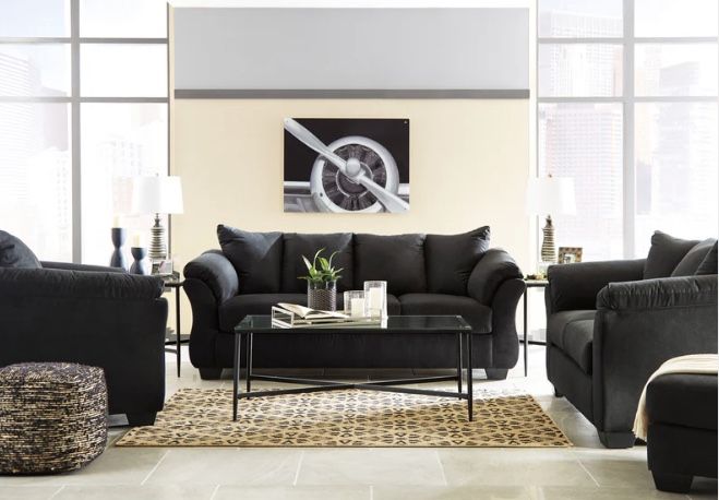 Darcy Black Living Room Set( sofa Loveseat