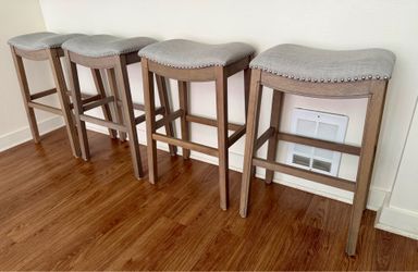 Maven Lane Adrien Backless Saddle Kitchen Counter Stool with Fabric Upholstery