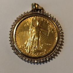 24k Gold An Diamond Pendant